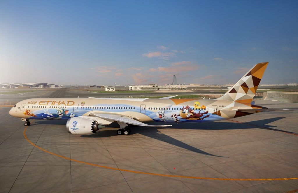 Warner Bros. World themed Etihad aircraft animation 