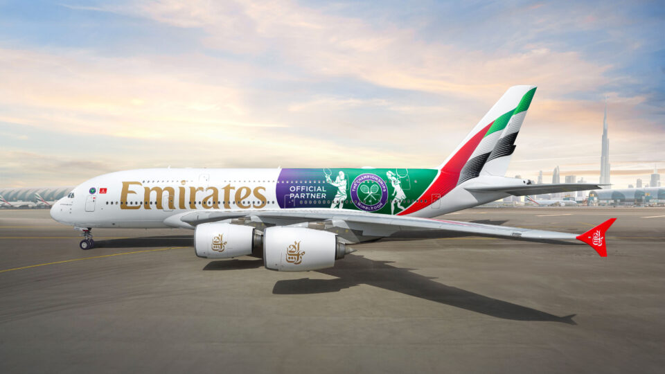 Iconic Emirates - bespoke A380 Wimbledon livery - Image courtesy of Emirates