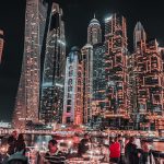 Dubai skyscrapers lit up