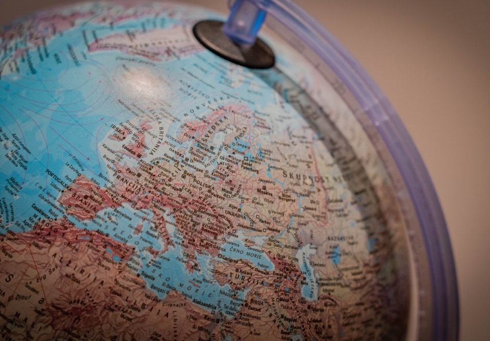 European countries on a globe