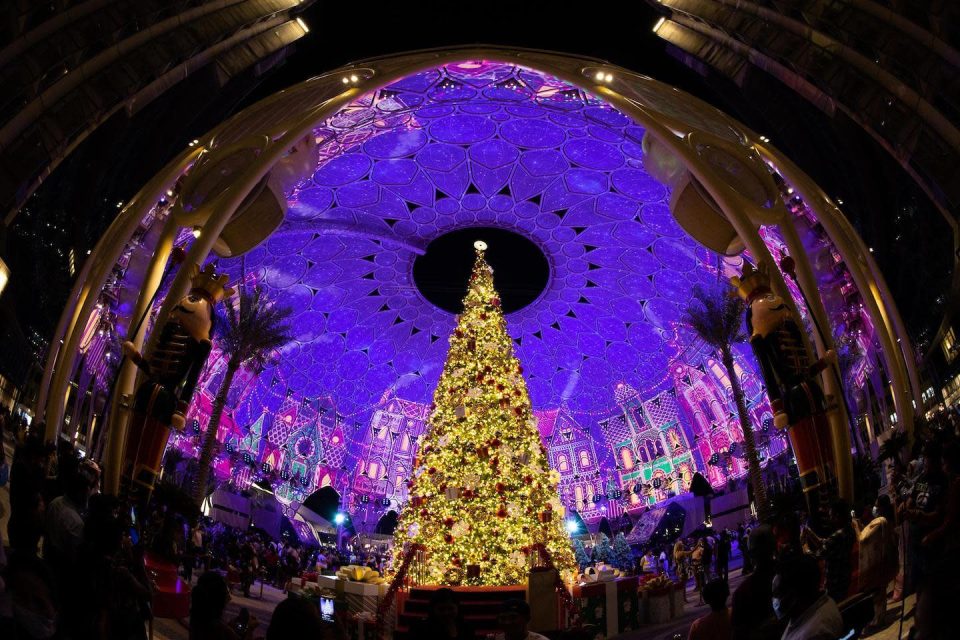 Winter City at Expo City Dubai with festive lights, Christmas tree and family attractions